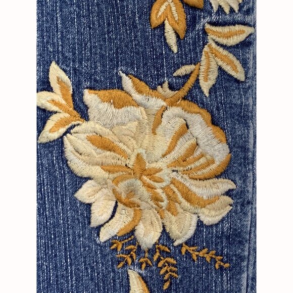 Tapemeasure Women’s Raw Hem Waist Embroidered Flare Jean Size 12 Boho Festival - Picture 10 of 12